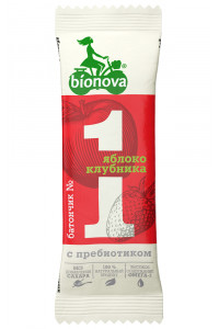 Фруктово-ореховый батончик "Бионова" с яблоком и клубникой, 35 г.